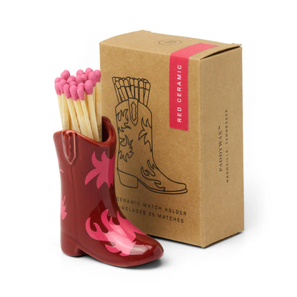 Cowboy Boot Match Holder - Red & Pink Flame Paddywax