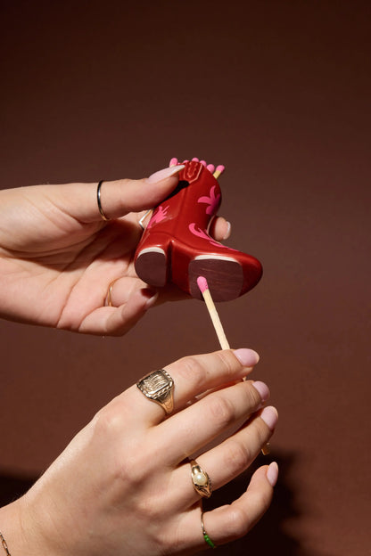 Cowboy Boot Match Holder - Red & Pink Flame Paddywax