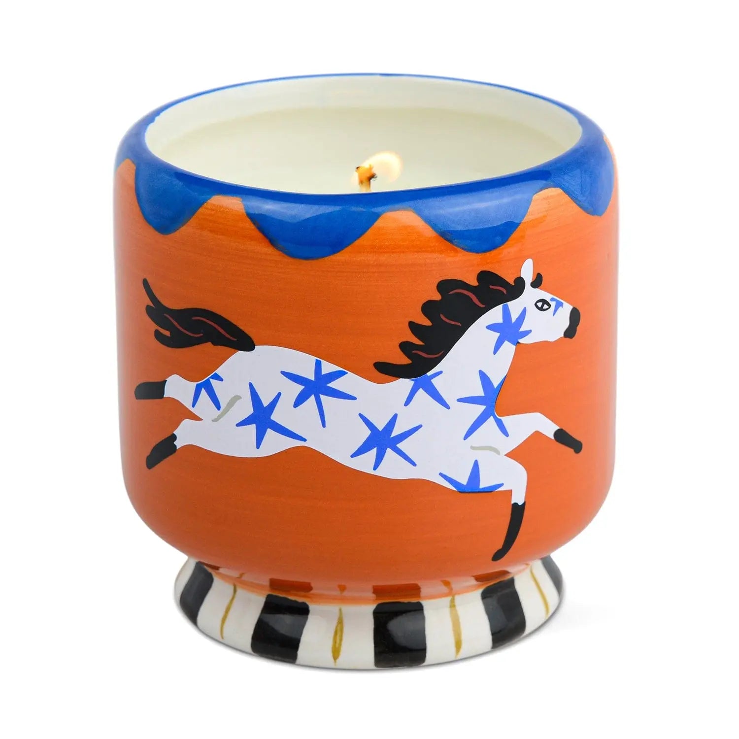 A Dopo "Horse" Candle - Sienna Sunset on white background. 