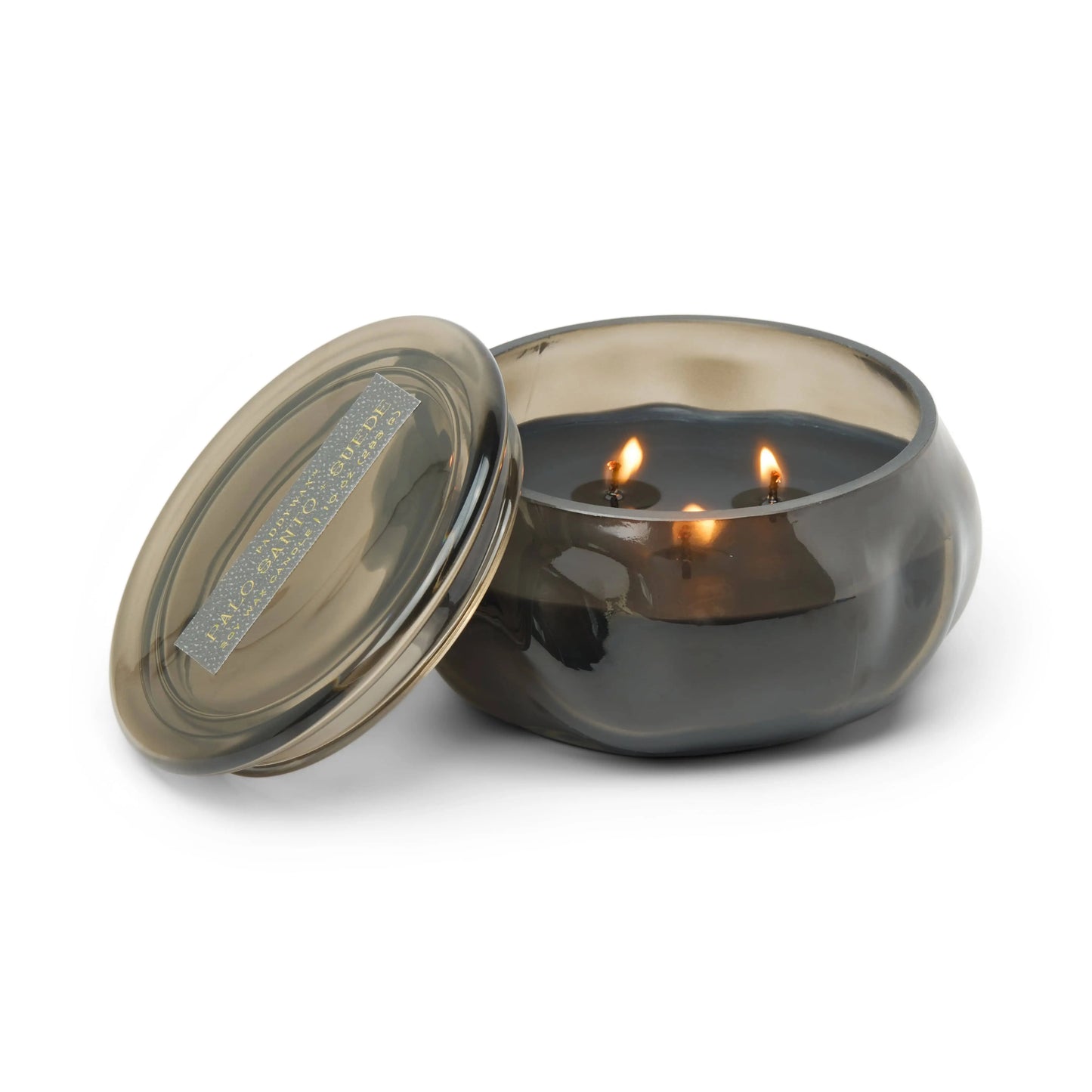 Basalt 10 oz Candle - Palo Santo Suede on white background. 