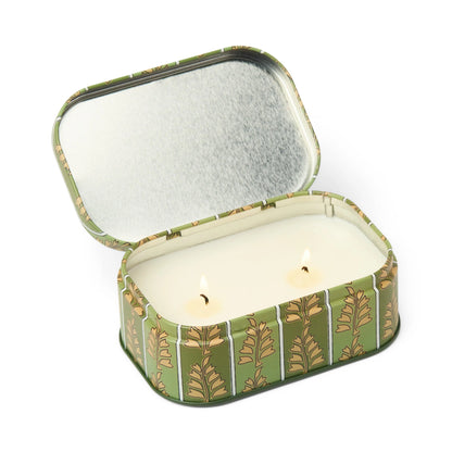 Cherie 4.5 oz Tin Candle - Smoked Pistachio on white background. 