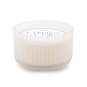 15 oz hazy white ribbed glass vessel; white dust cover