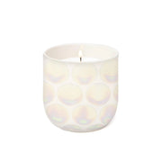 The Tobacco Vanilla - Lustre Candle 10 oz is a white luxury scented candle in a round, iridescent reusable ceramic vessel with a subtle circular pattern, shown against a plain white background.